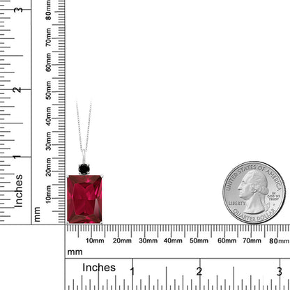 20.27カラット シンセティック ルビー ネックレス 天然 ブラックダイヤモンド シルバー925 7月 誕生石