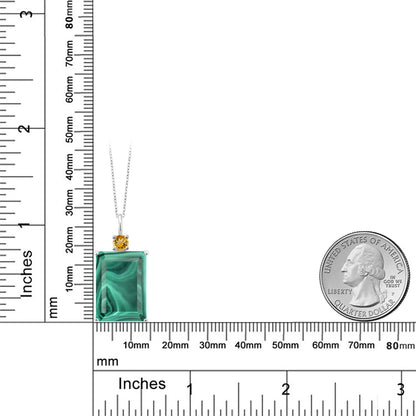 18.26カラット 天然 マラカイト ネックレス 天然 シトリン シルバー925