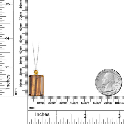 12.26カラット 天然 タイガーアイ ネックレス 天然 シトリン シルバー925