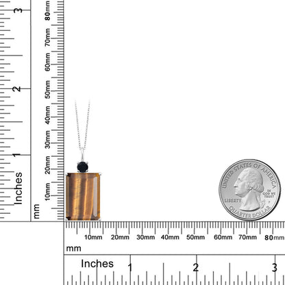 12.22カラット 天然 タイガーアイ ネックレス 天然 オニキス シルバー925