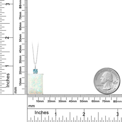 5.16カラット  シミュレイテッド ホワイトオパール ネックレス  天然石 ブルージルコン シルバー925  10月 誕生石