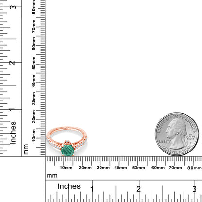 1.77カラット 天然 マラカイト リング 指輪 シンセティック ホワイトサファイア シルバー925 18金 ピンクゴールド 加工