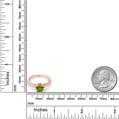 1.12カラット 天然石 ペリドット リング 指輪 シンセティック ホワイトサファイア シルバー925 18金 ピンクゴールド 加工 8月 誕生石
