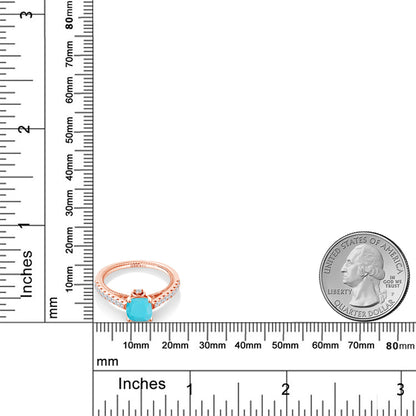 1.17カラット 天然石 ターコイズ リング 指輪 シンセティック ホワイトサファイア シルバー925 18金 ピンクゴールド 加工 12月 誕生石
