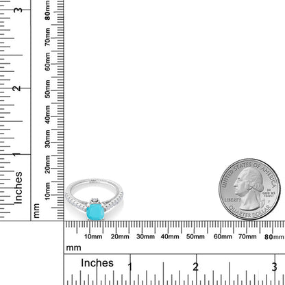 1.17カラット 天然石 ターコイズ リング 指輪 シンセティック ホワイトサファイア シルバー925 12月 誕生石