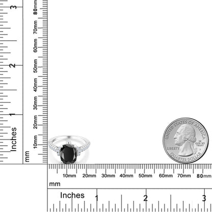 3.14カラット  天然 オニキス リング 指輪  シンセティック ホワイトサファイア シルバー925  8月 誕生石