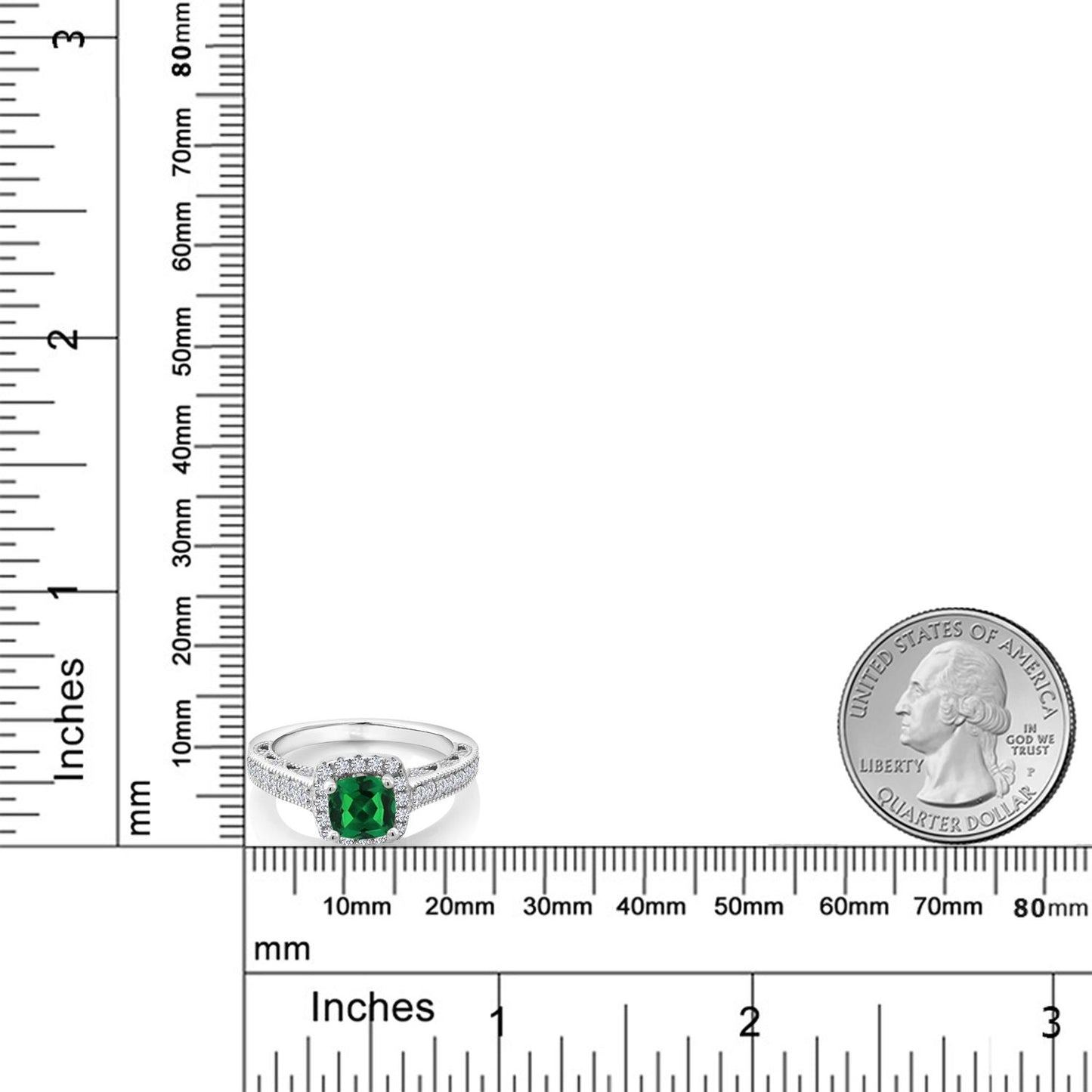1.58カラット  ナノエメラルド リング 指輪  シンセティック ホワイトサファイア シルバー925  5月 誕生石