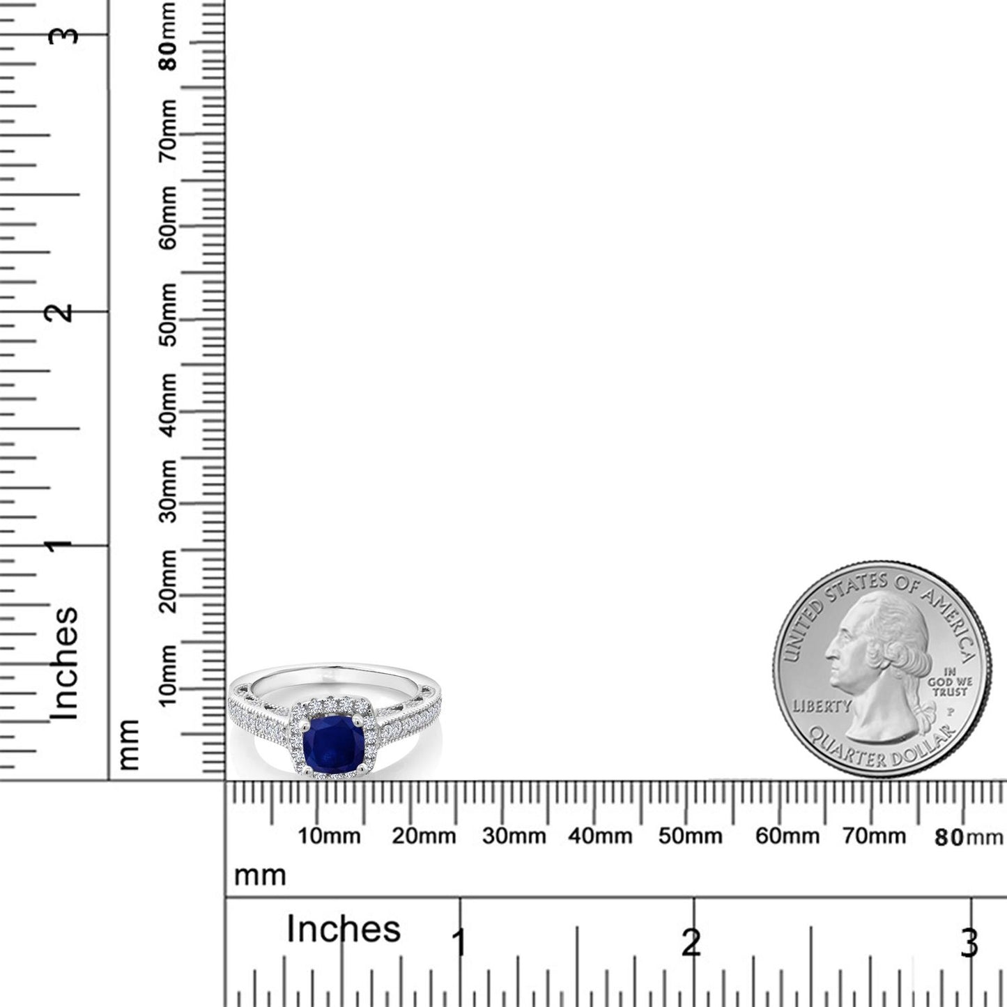 1.88カラット  天然 サファイア リング 指輪  シンセティック ホワイトサファイア シルバー925  9月 誕生石