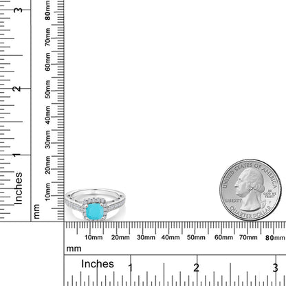 1.48カラット 天然石 ターコイズ リング 指輪 シンセティック ホワイトサファイア シルバー925 12月 誕生石