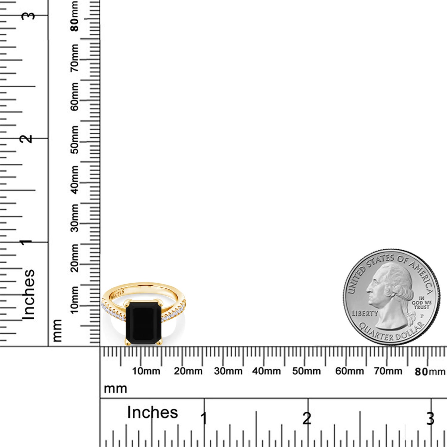 3.39カラット  天然 オニキス リング 指輪  シンセティック ホワイトサファイア シルバー925 18金 イエローゴールド 加工  8月 誕生石