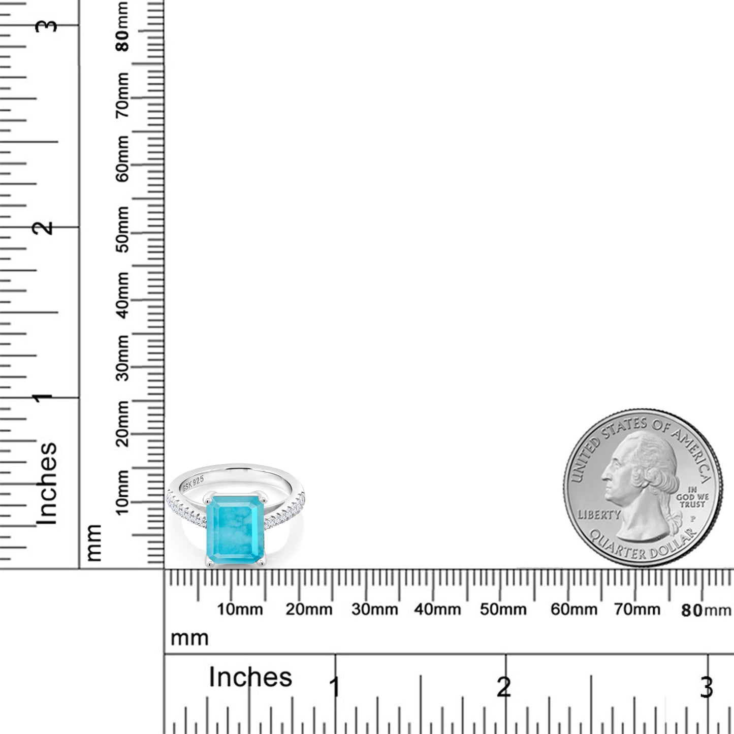 2.56カラット 天然石 ターコイズ リング 指輪 シンセティック ホワイトサファイア シルバー925 12月 誕生石