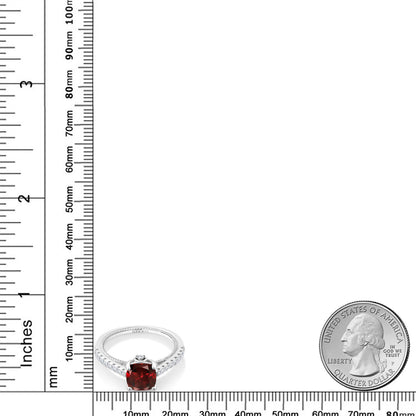 2.15カラット  天然 ガーネット リング 指輪  シンセティック ホワイトサファイア シルバー925  1月 誕生石