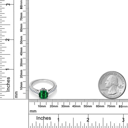0.95カラット ナノエメラルド リング 指輪 シンセティック ホワイトサファイア シルバー925 5月 誕生石