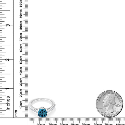 2.15カラット 天然 ロンドンブルートパーズ リング 指輪 シンセティック ホワイトサファイア シルバー925 11月 誕生石