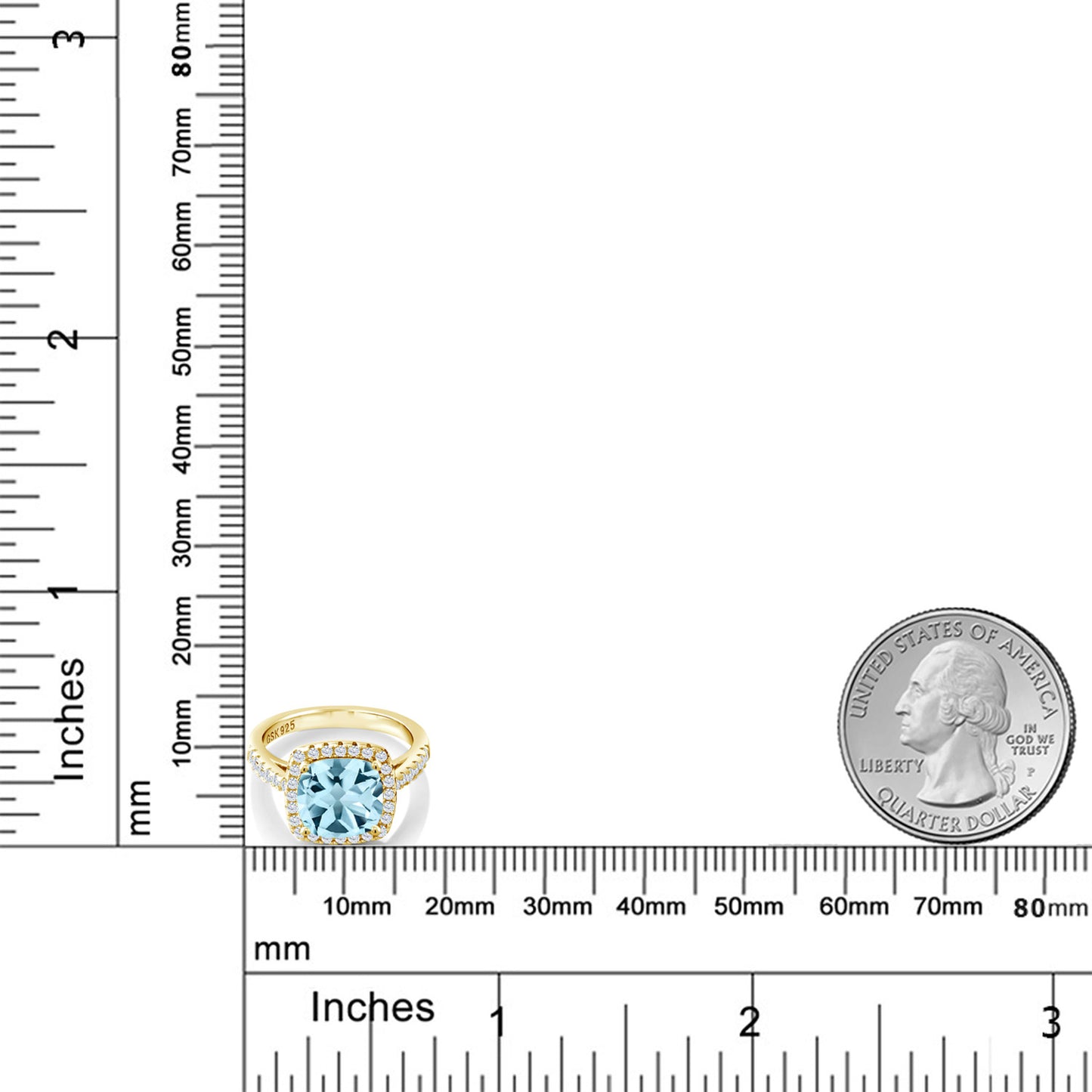 3.3カラット  天然 スカイブルートパーズ リング 指輪  シンセティック ホワイトサファイア シルバー925 18金 イエローゴールド 加工  11月 誕生石
