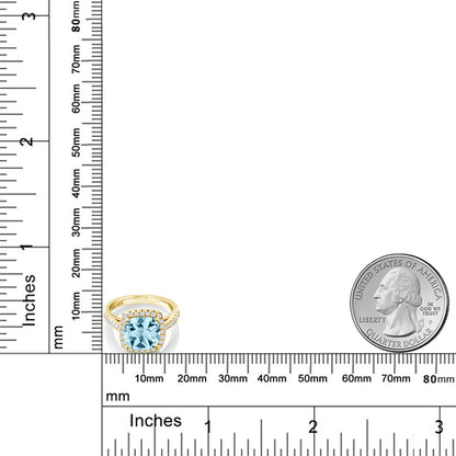 3.3カラット  天然 スカイブルートパーズ リング 指輪  シンセティック ホワイトサファイア シルバー925 18金 イエローゴールド 加工  11月 誕生石