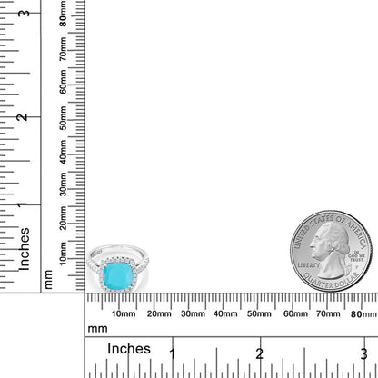 2.5カラット 天然石 ターコイズ リング 指輪 シンセティック ホワイトサファイア シルバー925 12月 誕生石