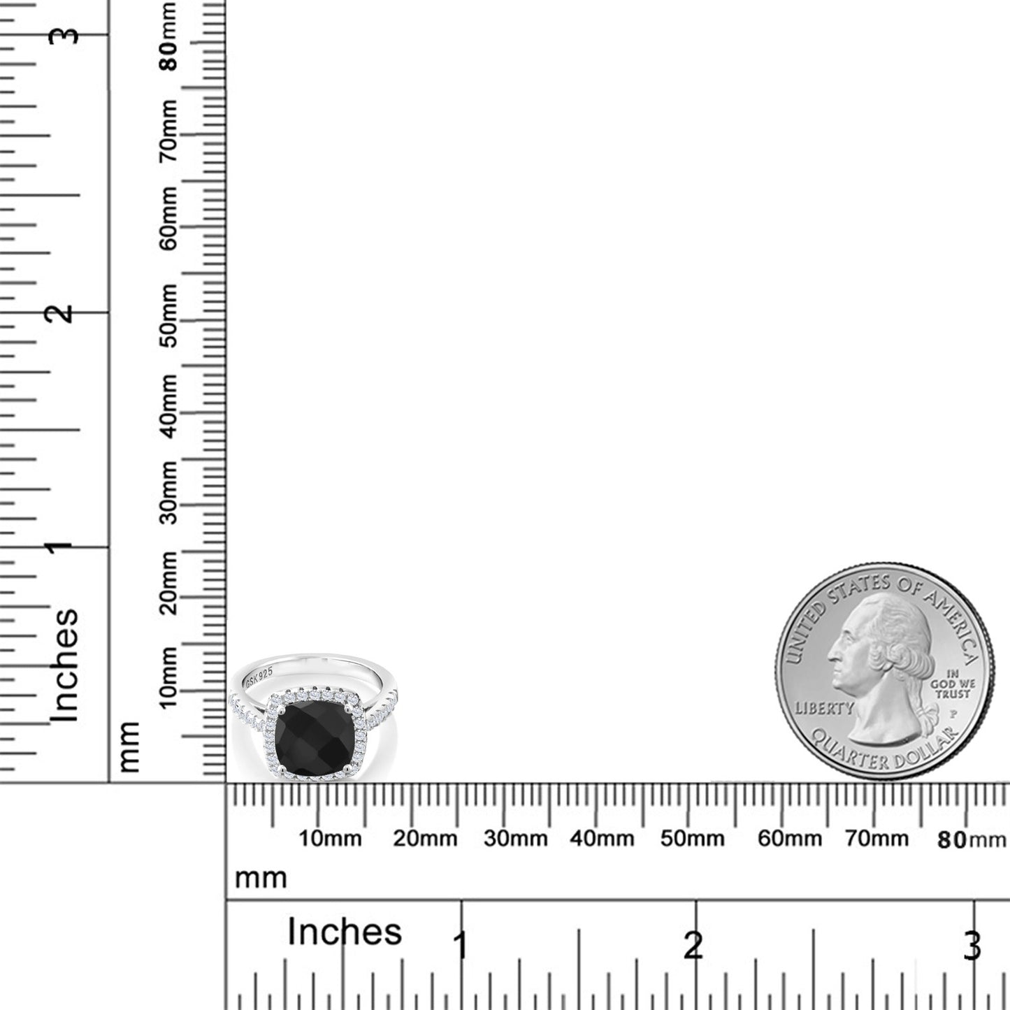 2.61カラット  天然 オニキス リング 指輪  シンセティック ホワイトサファイア シルバー925  8月 誕生石