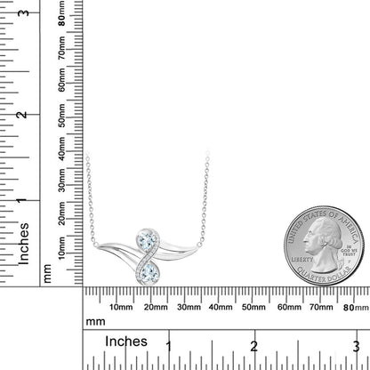 0.96カラット 天然 アクアマリン ネックレス シンセティック ホワイトサファイア シルバー925 3月 誕生石