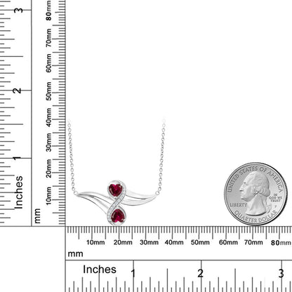 1.33カラット  シンセティック ルビー ネックレス  シンセティック ホワイトサファイア シルバー925  7月 誕生石