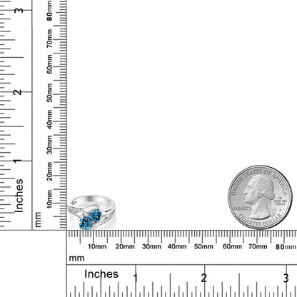 1.74カラット ブルー モアサナイト リング 指輪 シンセティック ホワイトサファイア シルバー925