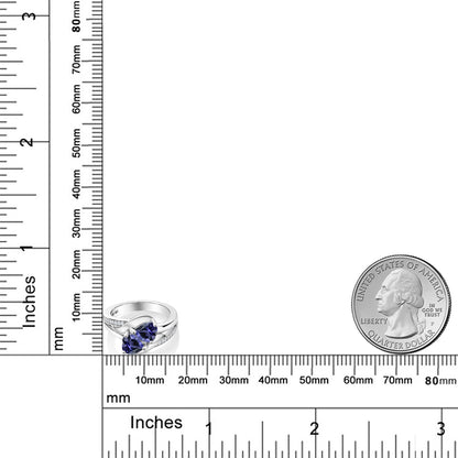 1.3カラット  天然 アイオライト リング 指輪  シンセティック ホワイトサファイア シルバー925  3月 誕生石