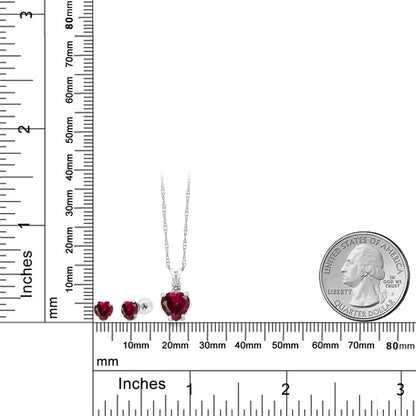 2.97カラット シンセティック ルビー ネックレス ピアス セット 14金 ホワイトゴールド K14 7月 誕生石