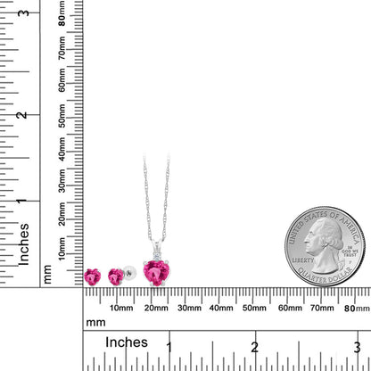 3.09カラット シンセティック ピンクサファイア ネックレス ピアス セット 14金 ホワイトゴールド K14 9月 誕生石