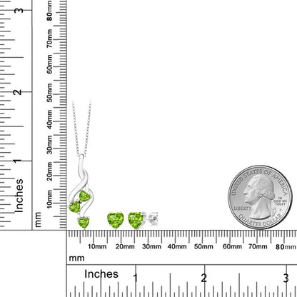 2.43カラット  天然石 ペリドット ネックレス ピアス セット   シルバー925  8月 誕生石
