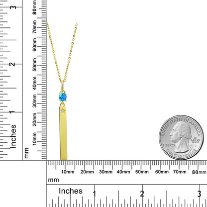 0.25カラット  シミュレイテッド ブルーオパール ネックレス   シルバー925 18金 イエローゴールド 加工  10月 誕生石