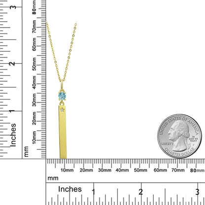 0.5カラット  天然石 ブルージルコン ネックレス   シルバー925 18金 イエローゴールド 加工
