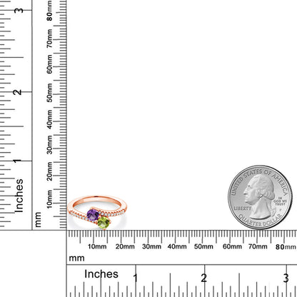 0.79カラット 天然 アメジスト リング 指輪 天然石 ペリドット シルバー925 18金 ピンクゴールド 加工 2月 誕生石