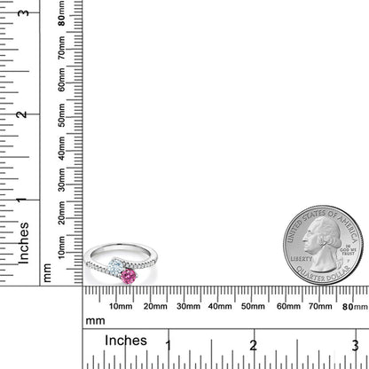 0.72カラット  天然 アクアマリン リング 指輪  ピンク モアサナイト シルバー925  3月 誕生石