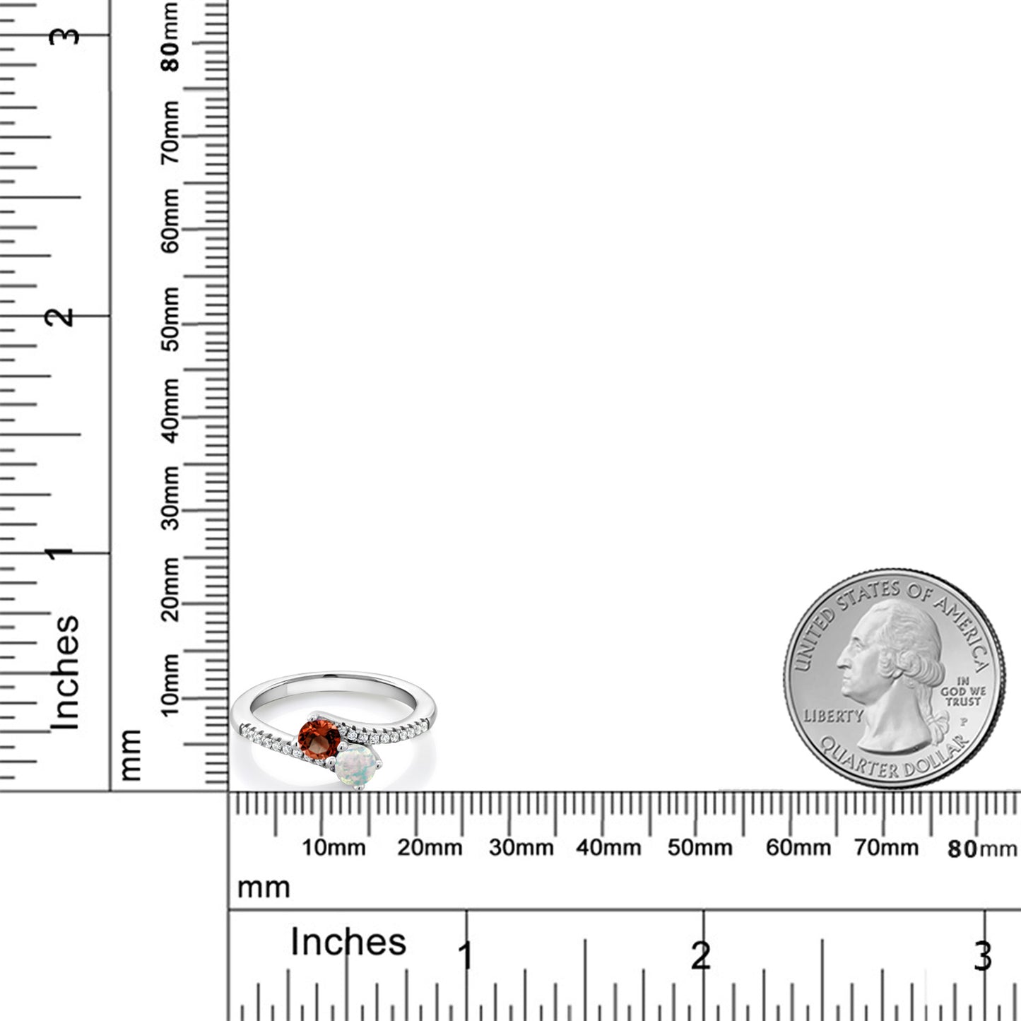 0.86カラット  天然 ガーネット リング 指輪  シミュレイテッド ホワイトオパール シルバー925  1月 誕生石