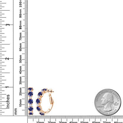 2.8カラット  シンセティック サファイア フープピアス  モアサナイト シルバー925 18金 ピンクゴールド 加工  9月 誕生石