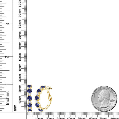 2.8カラット  シンセティック サファイア フープピアス  モアサナイト シルバー925 18金 イエローゴールド 加工  9月 誕生石
