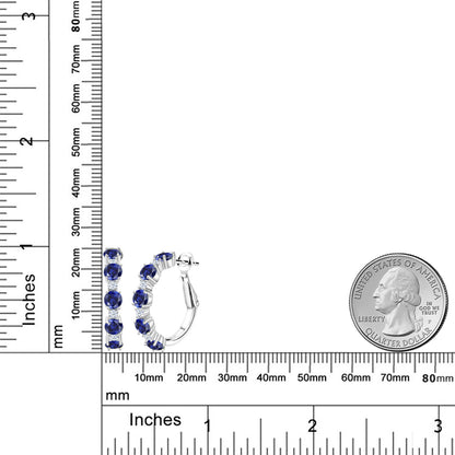 2.74カラット シンセティック サファイア フープピアス シルバー925 9月 誕生石