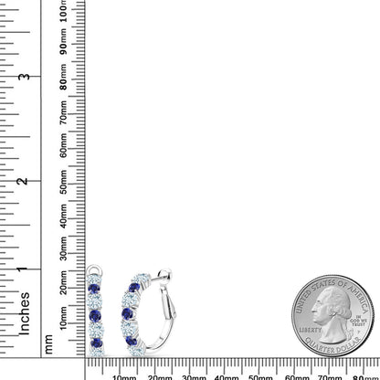 5.12カラット  天然 アクアマリン フープピアス  シンセティック サファイア シルバー925  3月 誕生石