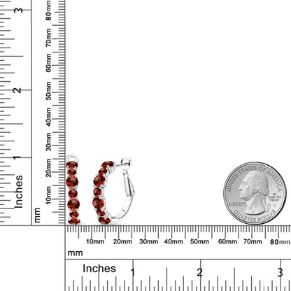 3.86カラット 天然 ガーネット フープピアス シルバー925 1月 誕生石