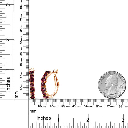 3.68カラット 天然 ロードライトガーネット フープピアス シルバー925 18金 ピンクゴールド 加工 1月 誕生石