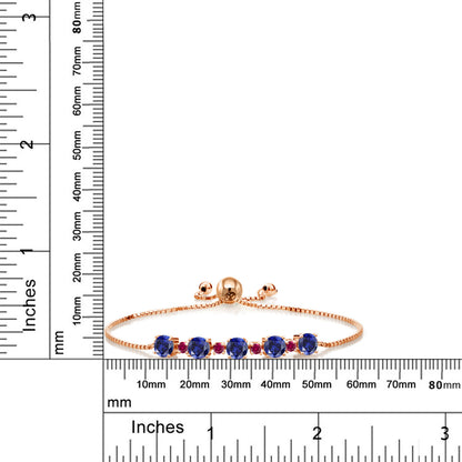 3.24カラット シンセティック サファイア ブレスレット シンセティック ルビー シルバー925 18金 ピンクゴールド 加工 9月 誕生石