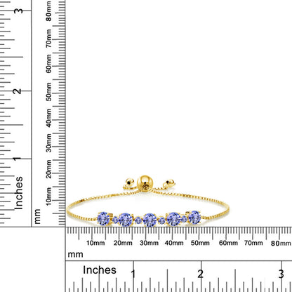 2.62カラット  天然石 タンザナイト ブレスレット   シルバー925 18金 イエローゴールド 加工  12月 誕生石