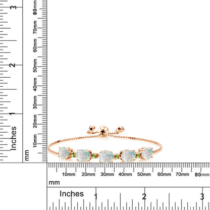 5.28カラット  シミュレイテッド ホワイトオパール ブレスレット  天然石 ペリドット シルバー925 18金 ピンクゴールド 加工  10月 誕生石