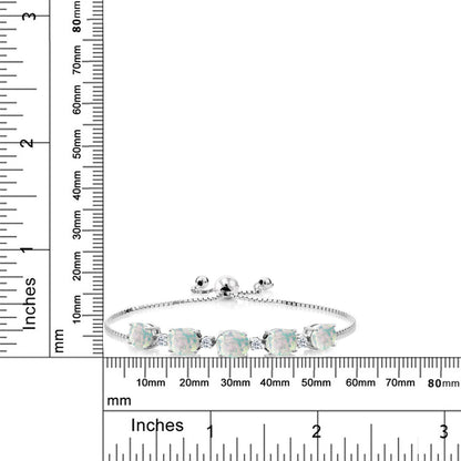 5.34カラット シミュレイテッド ホワイトオパール ブレスレット 天然 トパーズ シルバー925 10月 誕生石