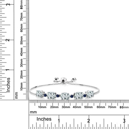 6.24カラット  天然 アクアマリン ブレスレット  天然 サファイア シルバー925  3月 誕生石