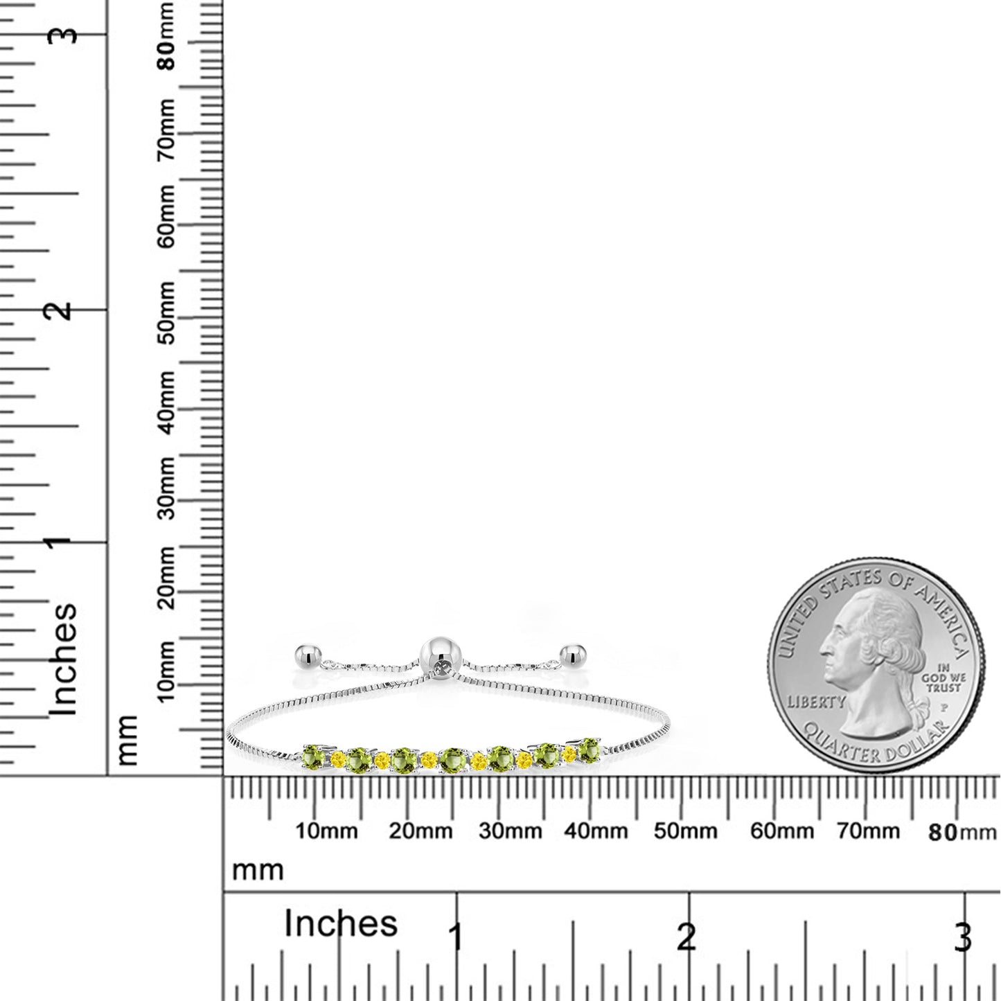 1.14カラット 天然石 ペリドット ブレスレット シンセティック イエローサファイア シルバー925 8月 誕生石
