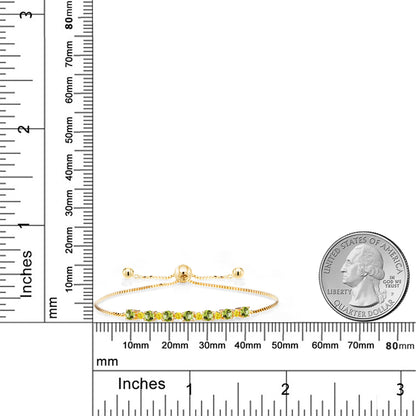 1.14カラット 天然石 ペリドット ブレスレット シンセティック イエローサファイア シルバー925 18金 イエローゴールド 加工 8月 誕生石