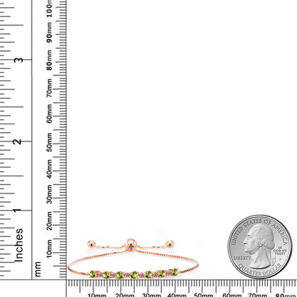 0.96カラット  天然石 ペリドット ブレスレット  ラボグロウン ピンクダイヤモンド シルバー925 18金 ピンクゴールド 加工  8月 誕生石
