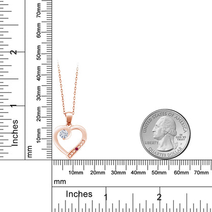 0.18カラット モアサナイト オープンハート ネックレス Charles & Colvard シンセティック ルビー シルバー925 18金 ピンクゴールド 加工