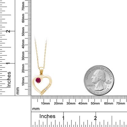 0.27カラット  シンセティック ルビー オープンハート ネックレス   シルバー925 18金 イエローゴールド 加工  7月 誕生石